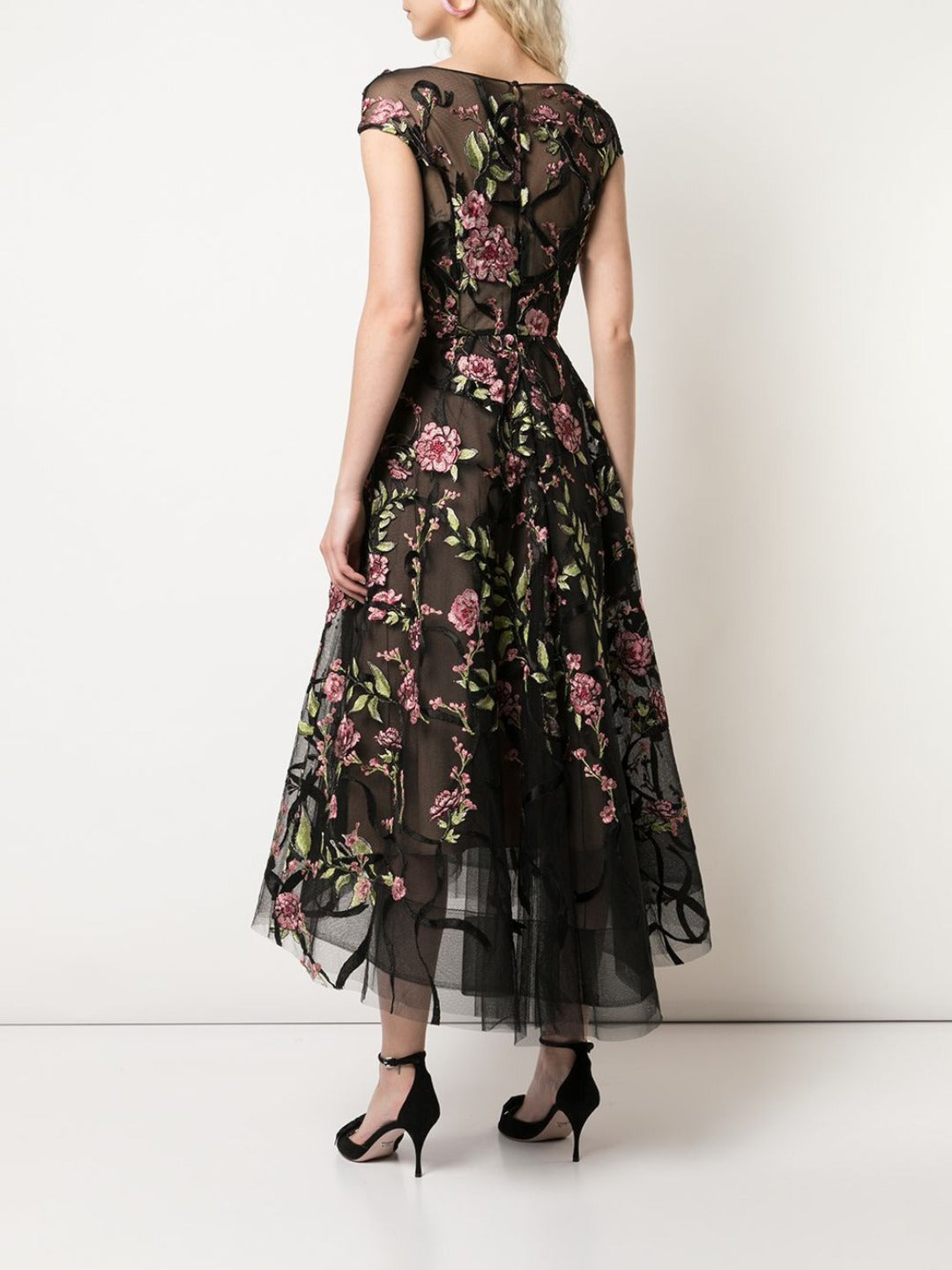 Floral Embroidered Midi Dress – Marchesa